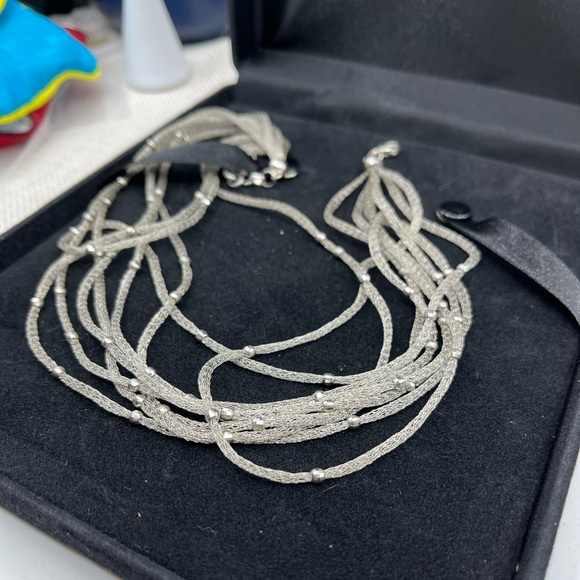 Ross Simons 925 Sterling Silver Mesh Necklace With Beaded Accents - Picture 14 of 17